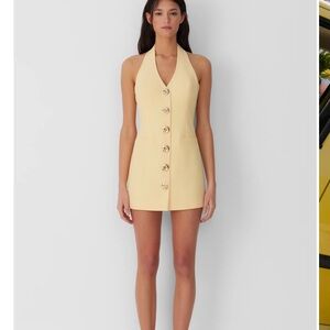 Elegant Yellow Halter Mini Dress